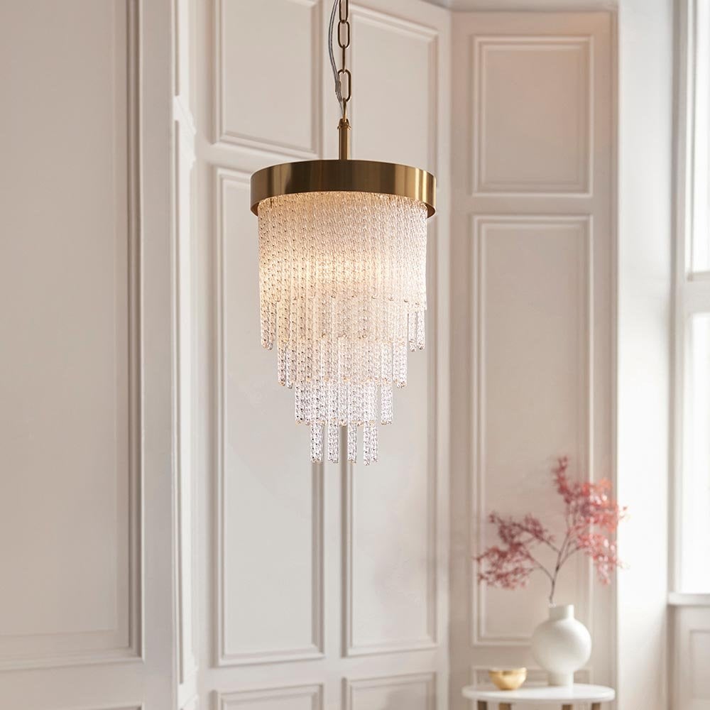 Anistoria Single Brass Pendant with Decorative Glass Rods