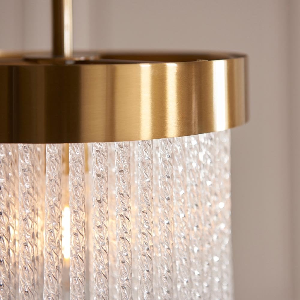 Anistoria Single Brass Pendant with Decorative Glass Rods