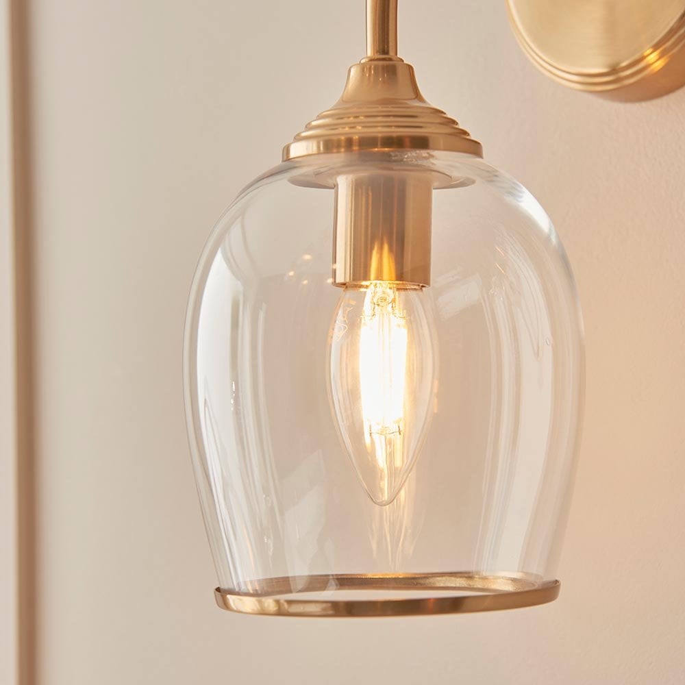 Ashcroft Brass Wall Fitting with Clear Glass Shade