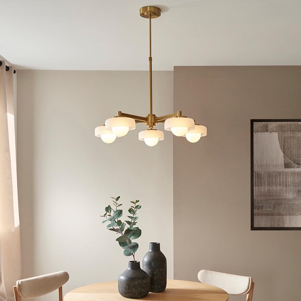 Boss 5 Light Ceiling Fitting in Brushed Brass