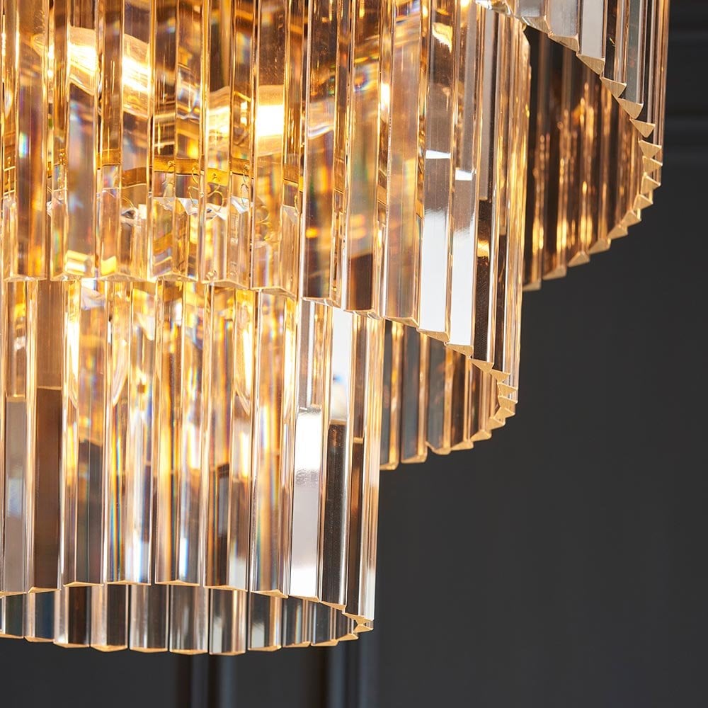 Conaston 7 Light Ceiling Pendant in Brass with Glass Drops