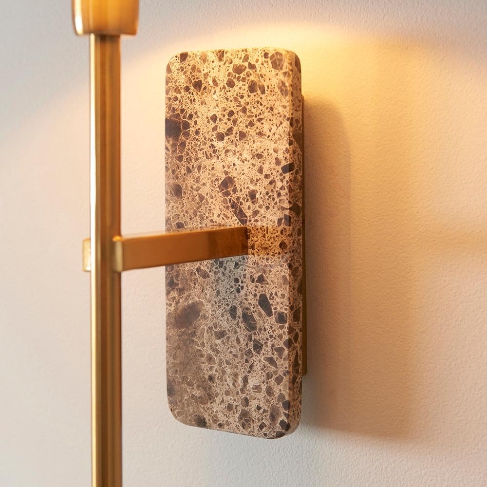 Faro Emperador Brown Marble Wall Light C/W Shade