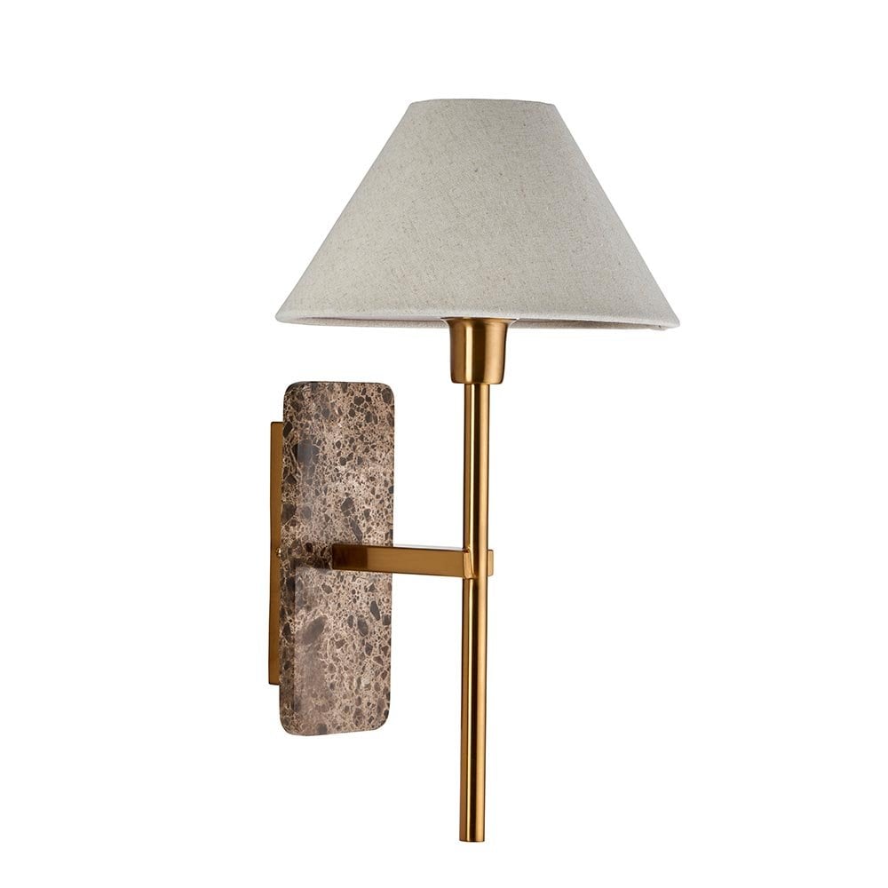 Faro Emperador Brown Marble Wall Light C/W Shade