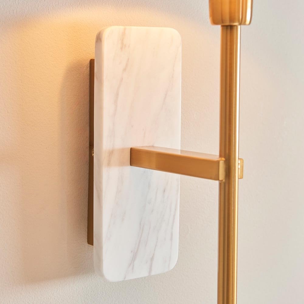 Faro White Volakas Marble Wall Light C/W Shade