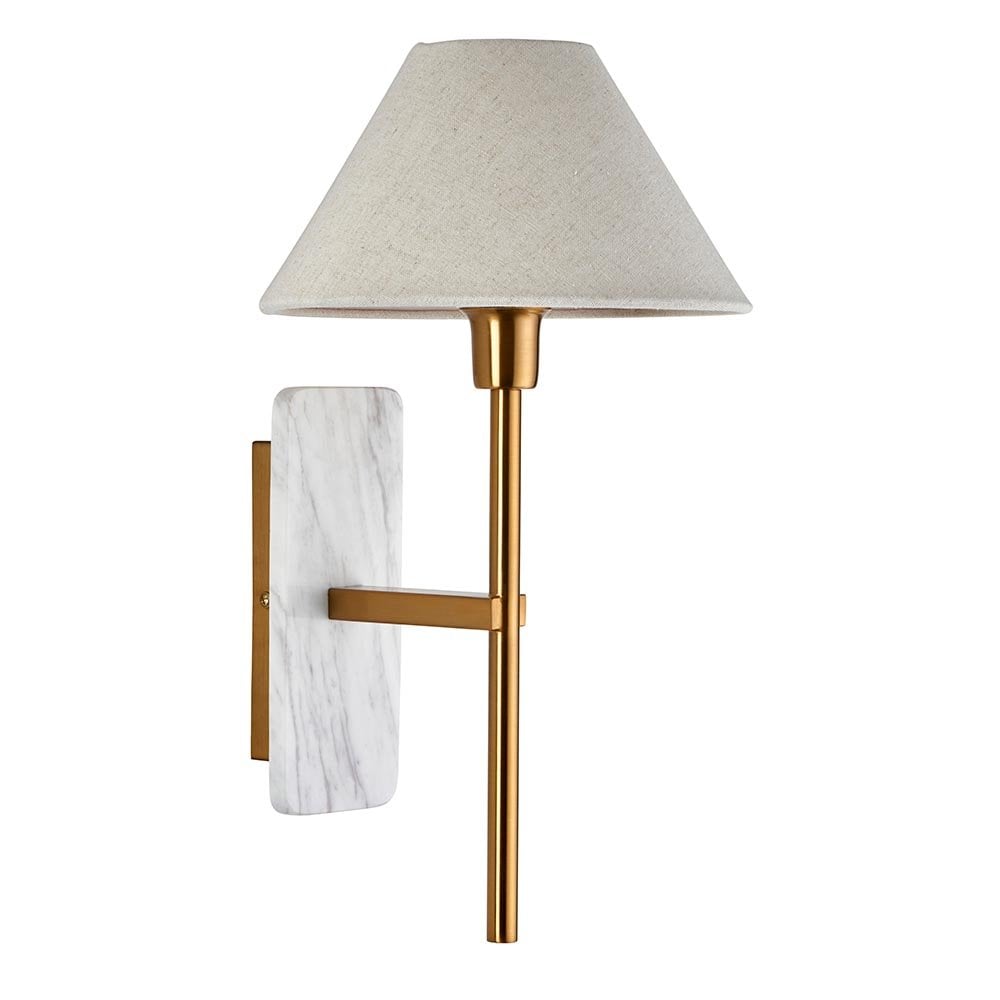 Faro White Volakas Marble Wall Light C/W Shade