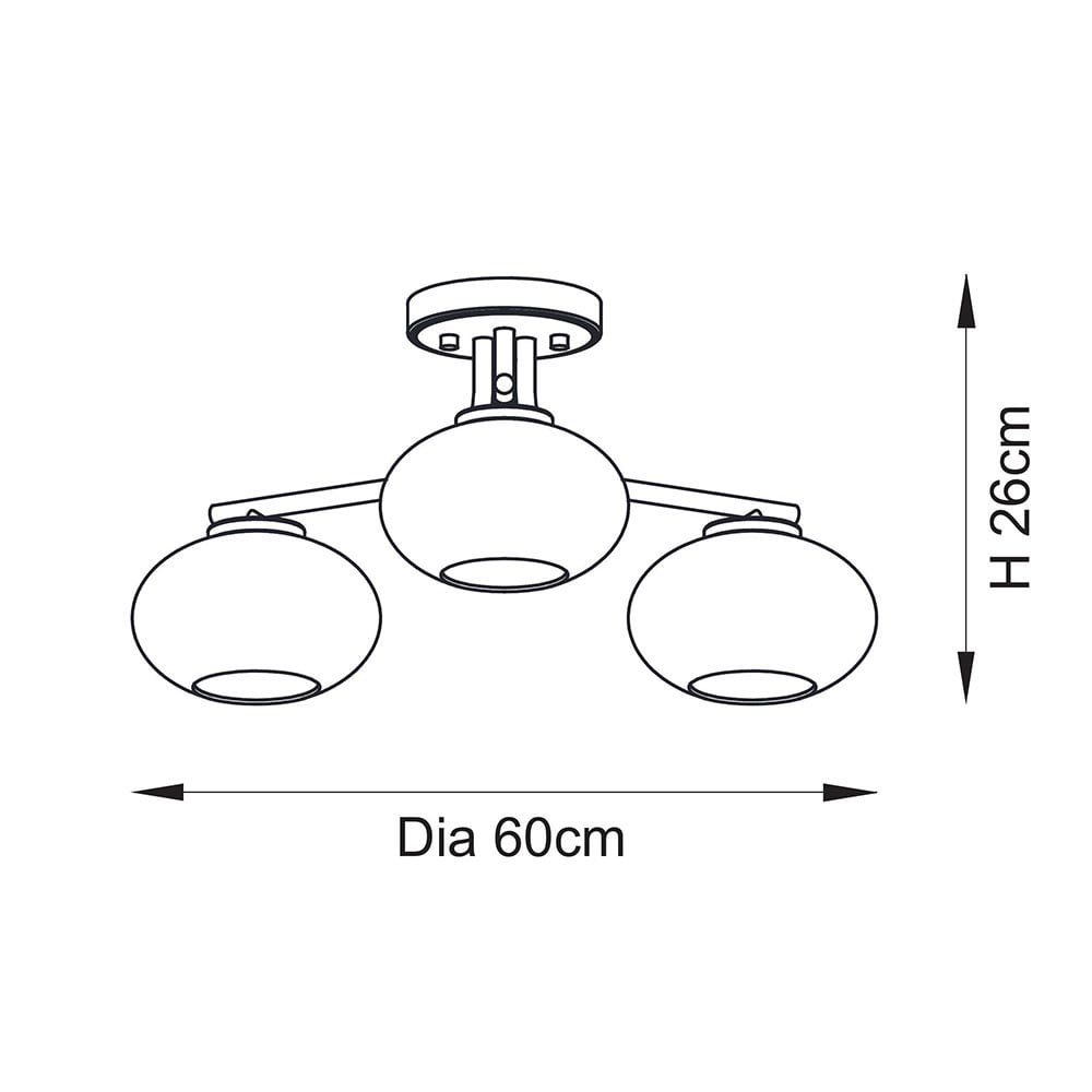 Jacob 3 Light Semi Flush Brass Fitting