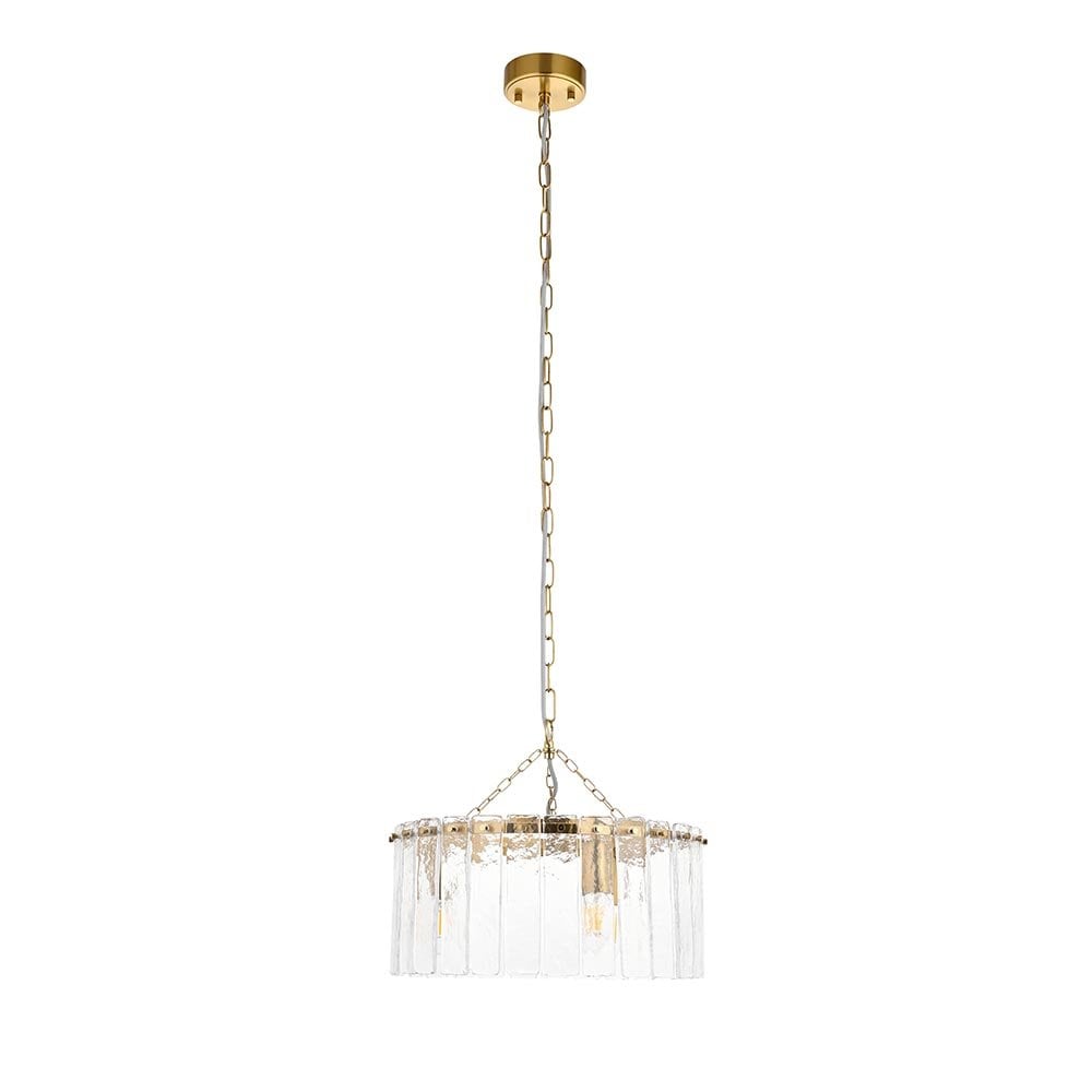 Karine 3 Light Pendant with Textured Glass