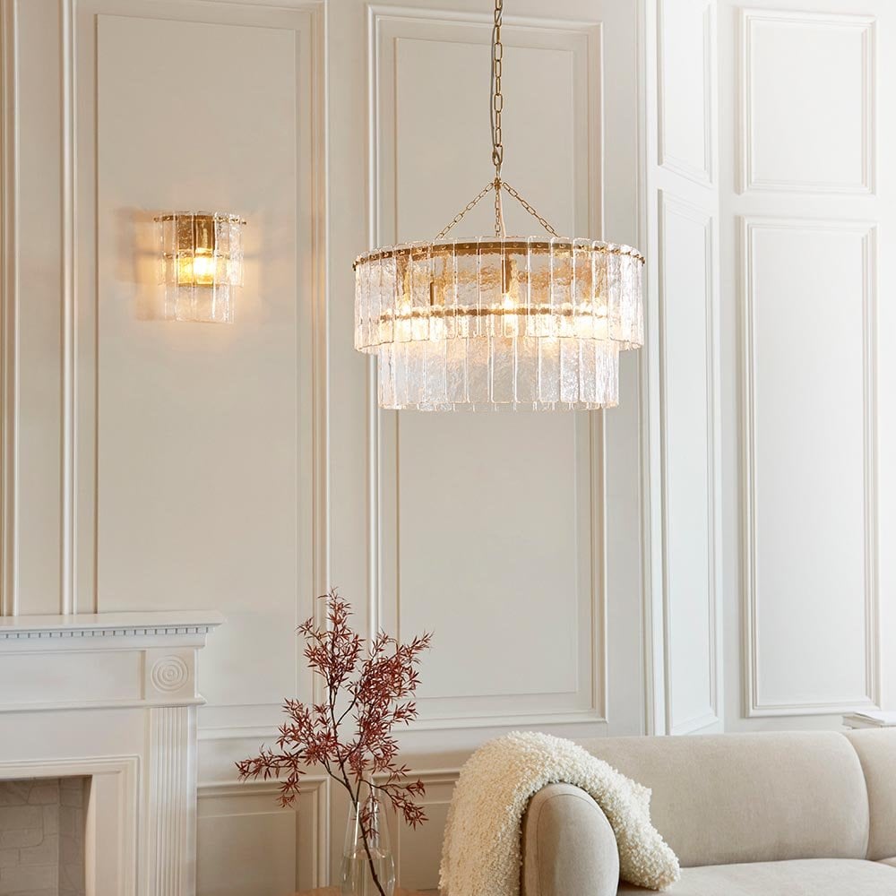 Karine Brass Wall Light with Textured Glass