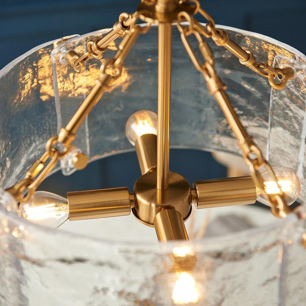 Keller 4 Light Ceiling Pendant with Cylindrical Textured Glass