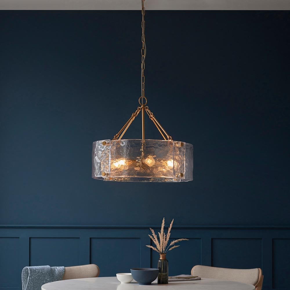 Keller 6 Light Ceiling Pendant with Cylindrical Textured Glass
