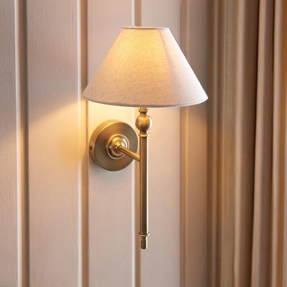 Lille Antique Brass Wall Light C/W Shade