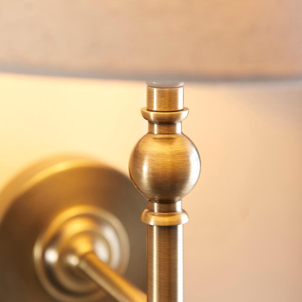 Lille Antique Brass Wall Light C/W Shade