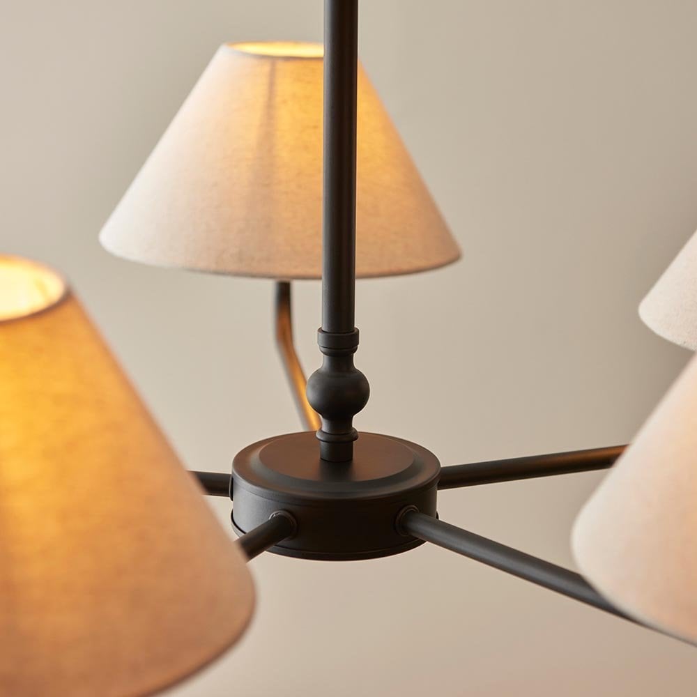 Lille 5 Light Matt Black Pendant C/W Shades