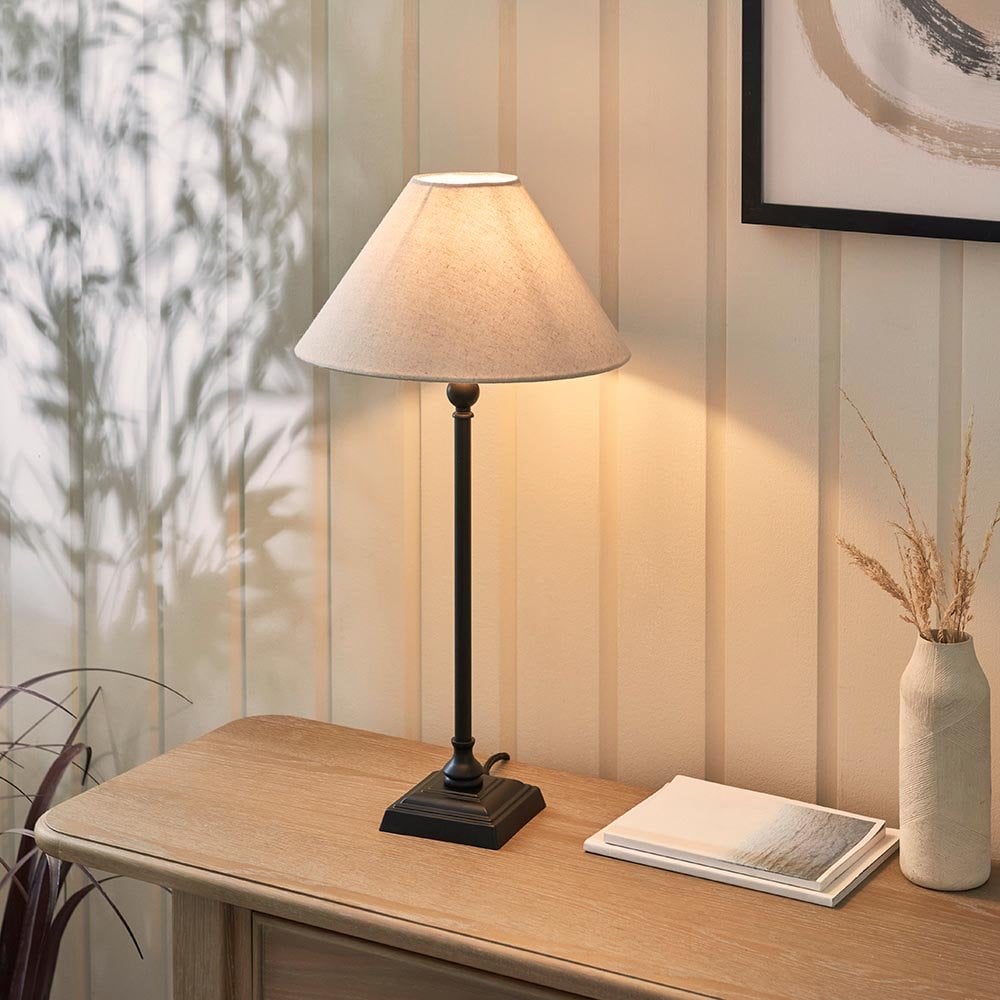 Lille Matt Black Table Lamp C/W Shade