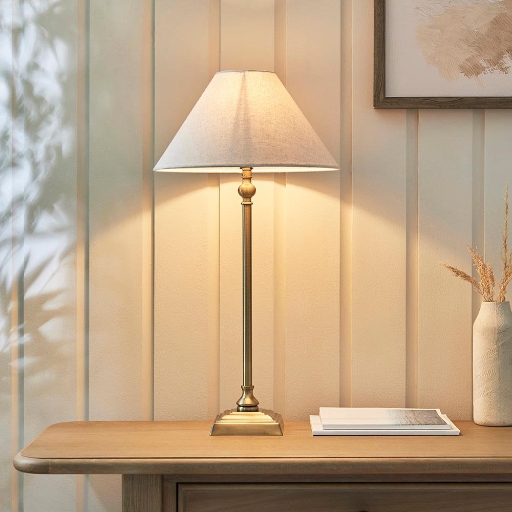 Lille Antique Brass Table Lamp C/W Shade
