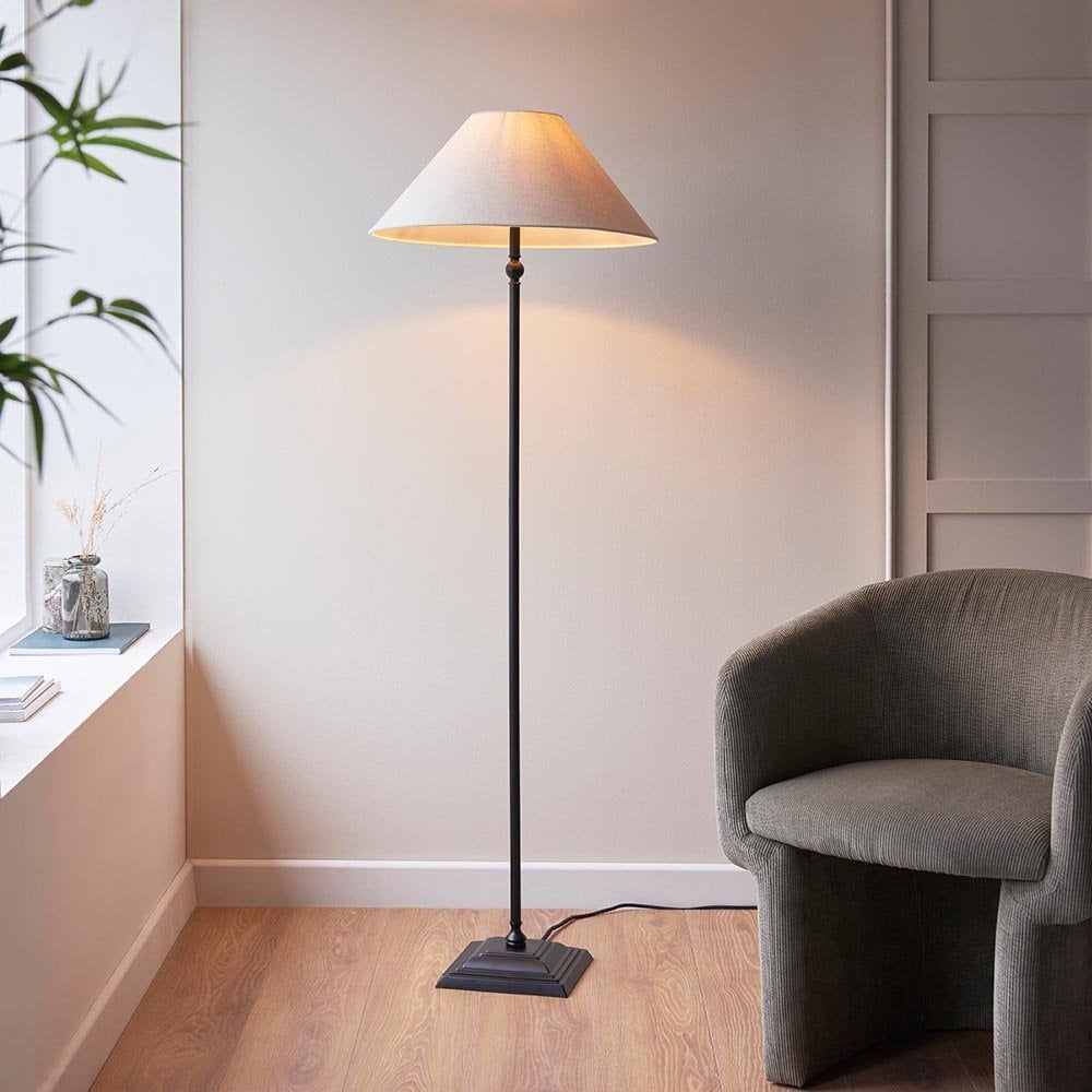 Lille Matt Black Floor Lamp C/W Shade