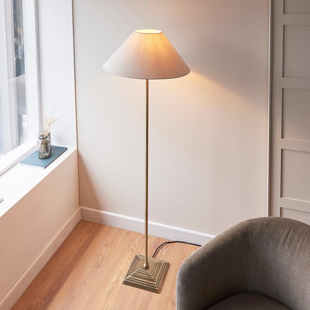 Lille Antique Brass Floor Lamp C/W Shade