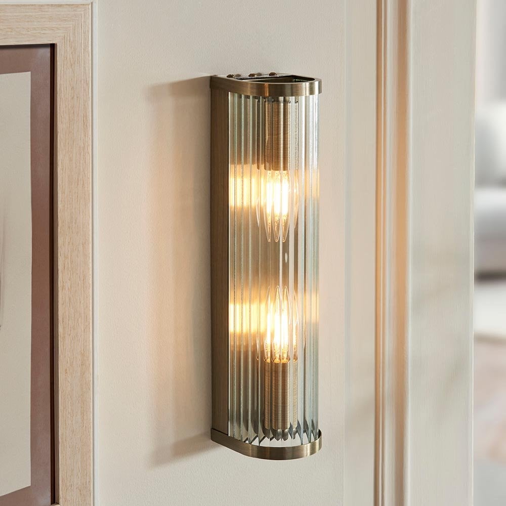 Ridgeton Double Antique Brass Wall Light