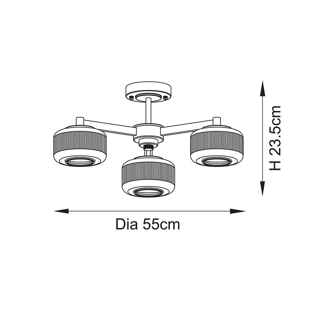 Stamford 3 Light Semi Flush Fitting