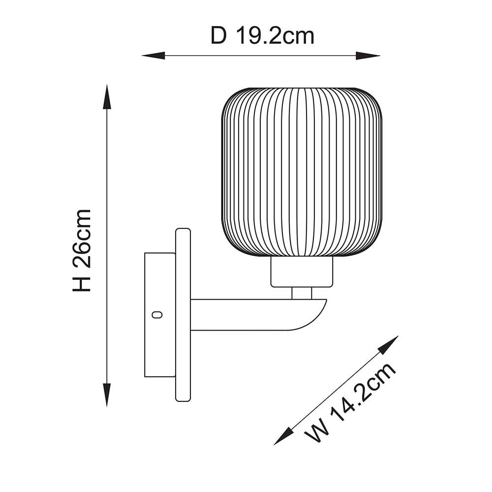 Travi Natural Travertime Stone Wall Light C/W Ribbed Glass Shade