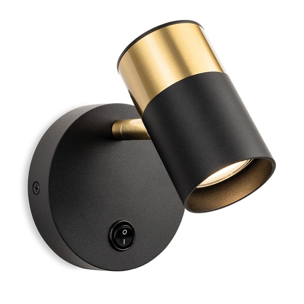 Roma Single Wall Spotlight in Black & Brushed Brass