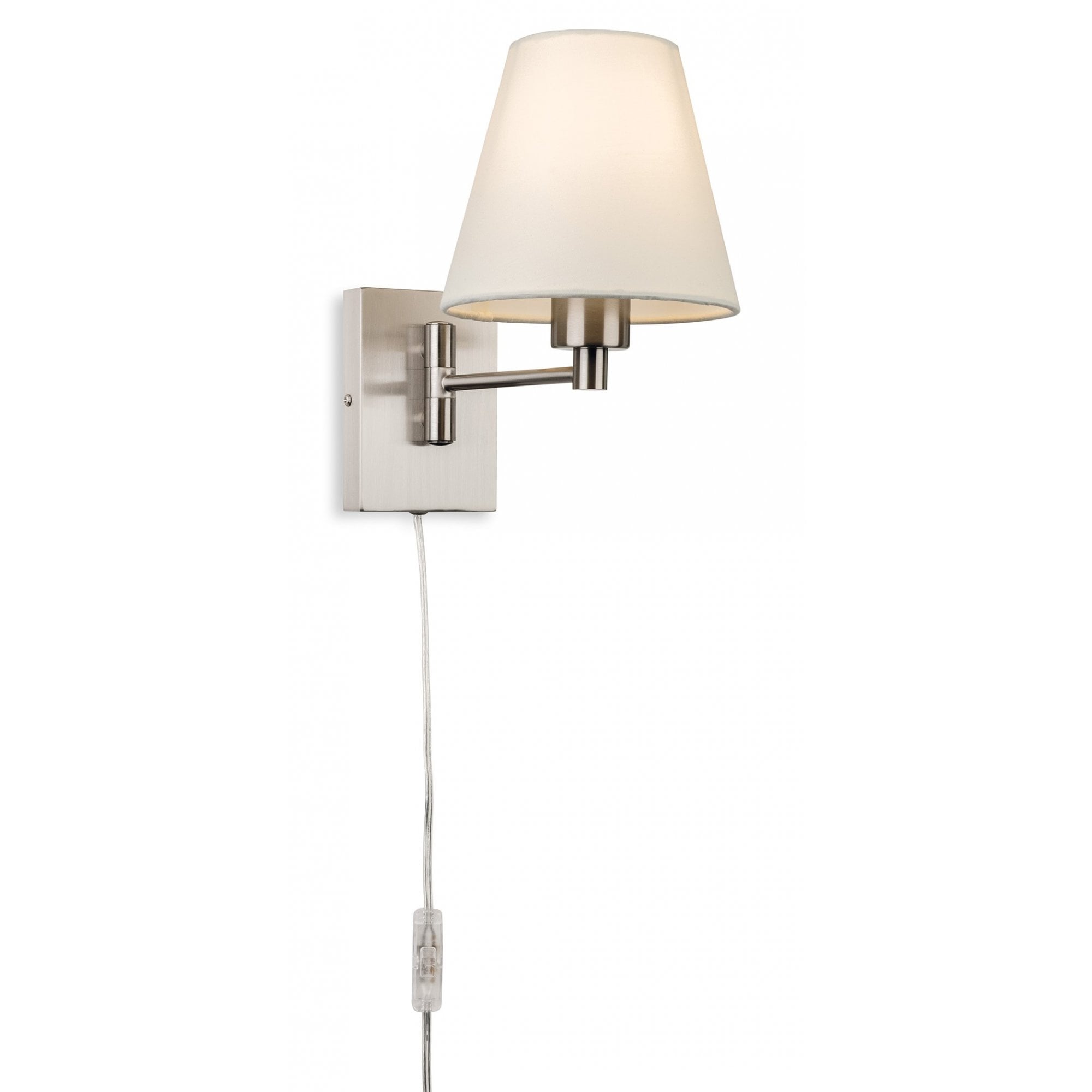 Carly Plug In Wall Light in Brushed Steel C/W Shade