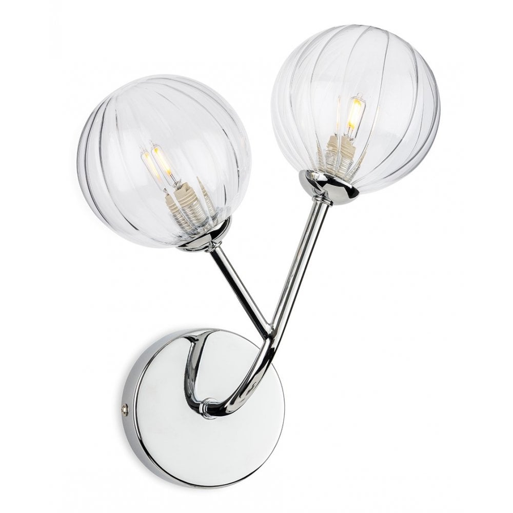Groves 2 Light Chrome Wall Fitting with Decorative Shades