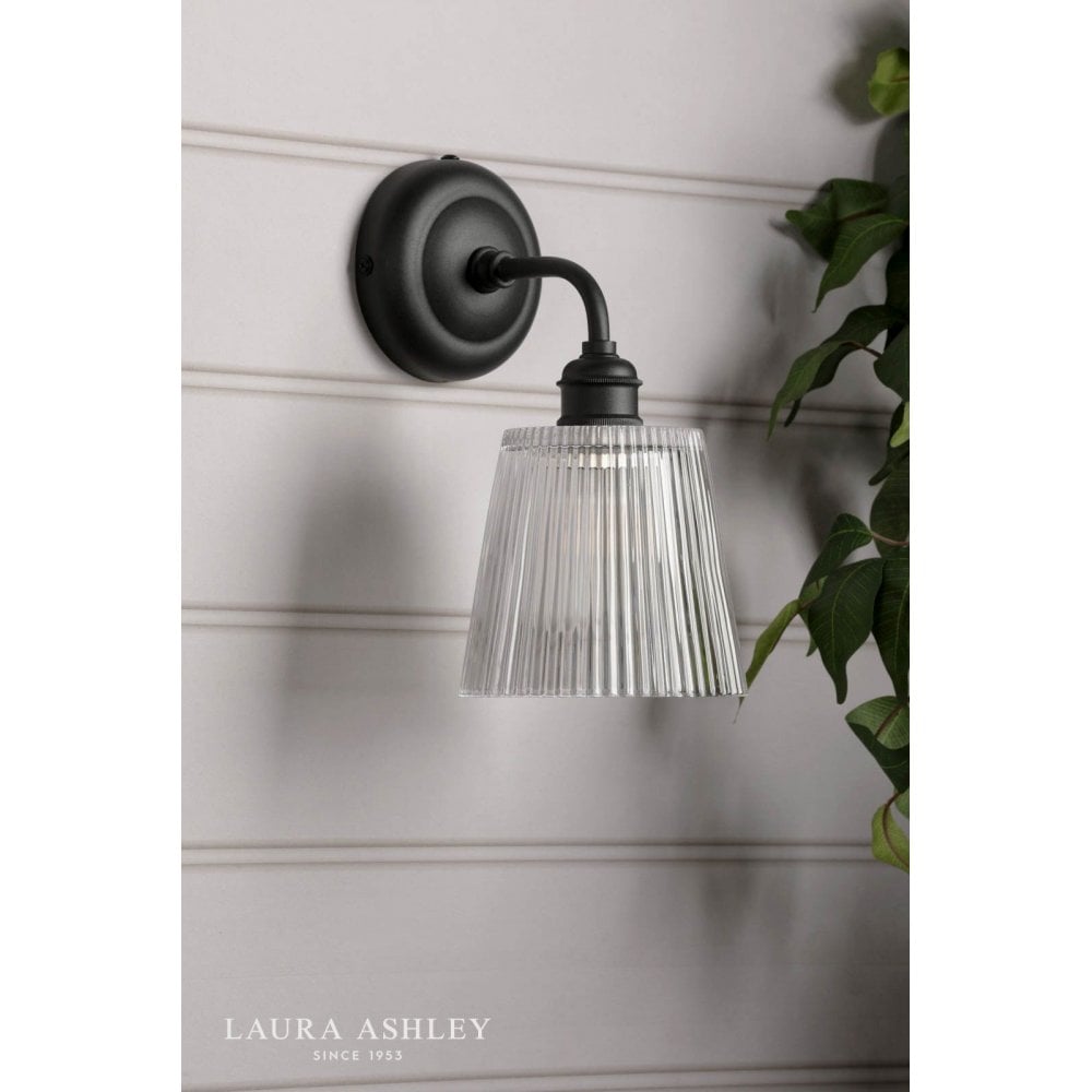 Callaghan Matt Black & Ribbed Glass Wall Light