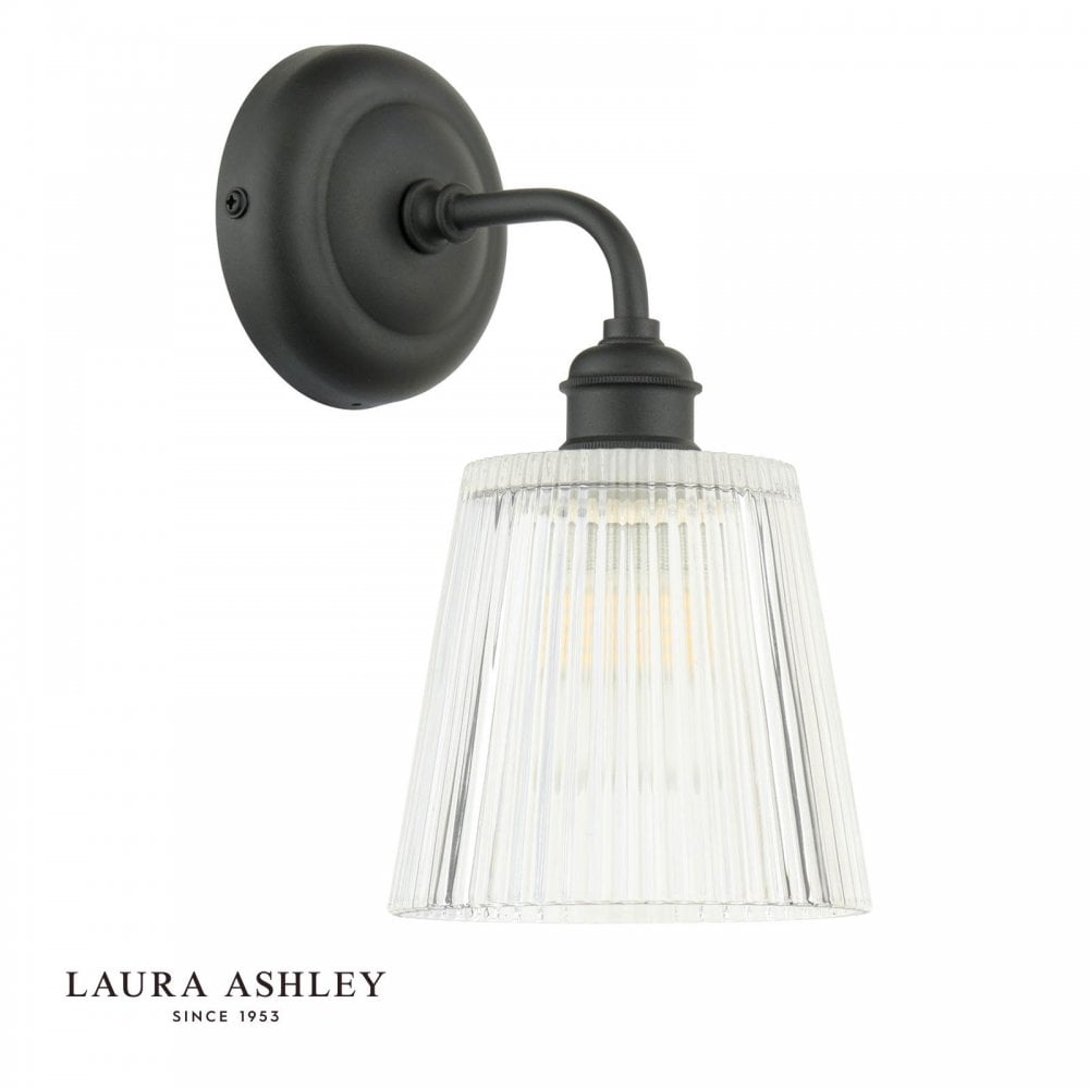 Callaghan Matt Black & Ribbed Glass Wall Light