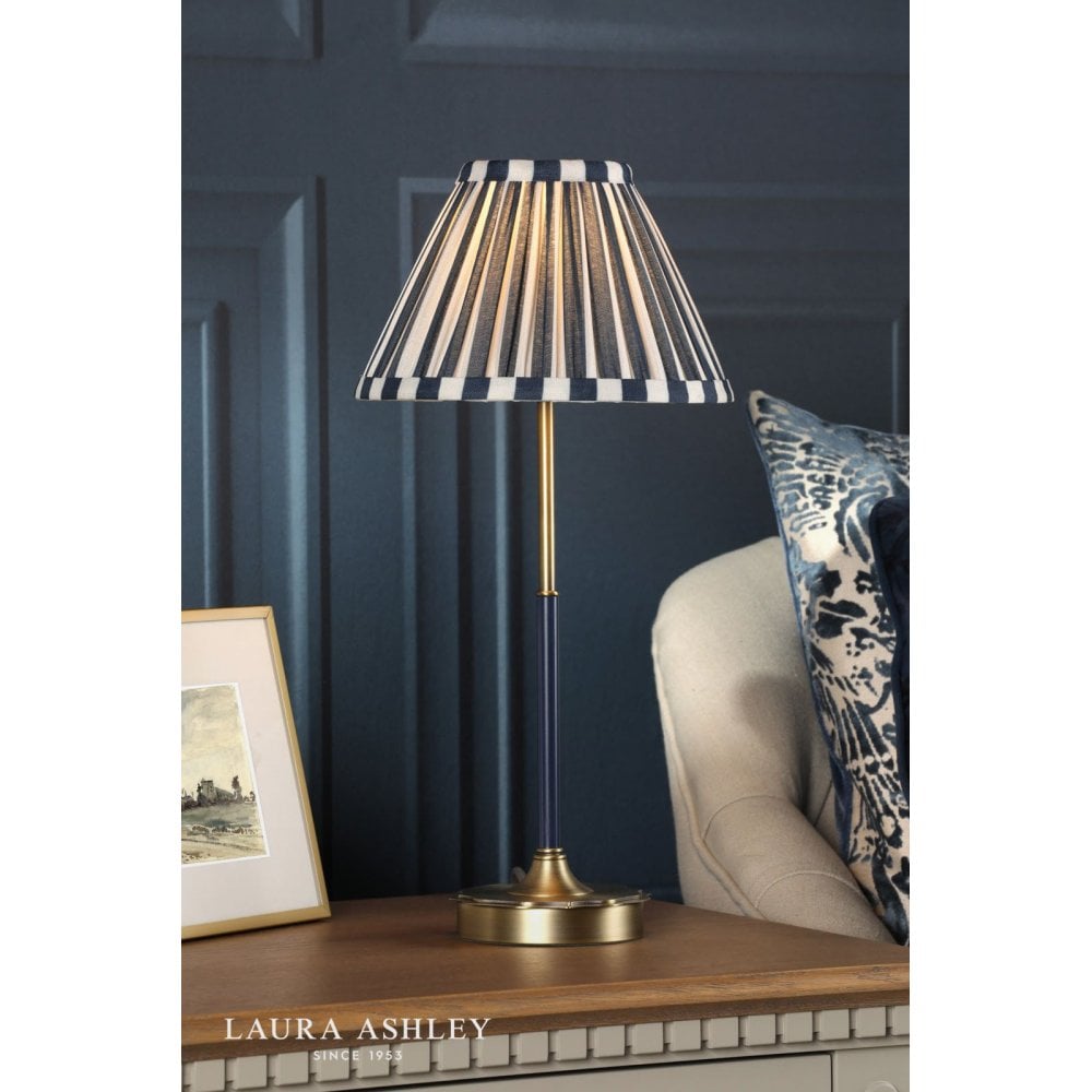 Denwick Antique Brass Table Lamp C/W Blue Shade