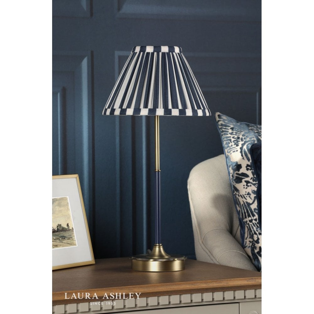 Denwick Antique Brass Table Lamp C/W Blue Shade