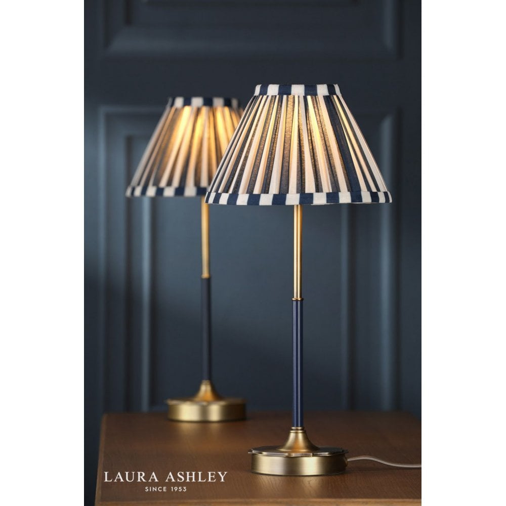 Denwick Antique Brass Table Lamp C/W Blue Shade