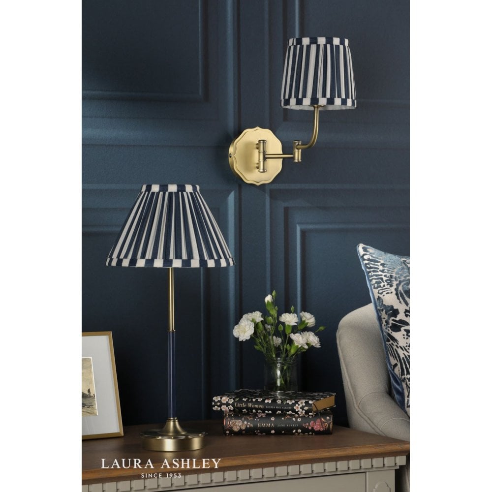 Denwick Antique Brass Table Lamp C/W Blue Shade