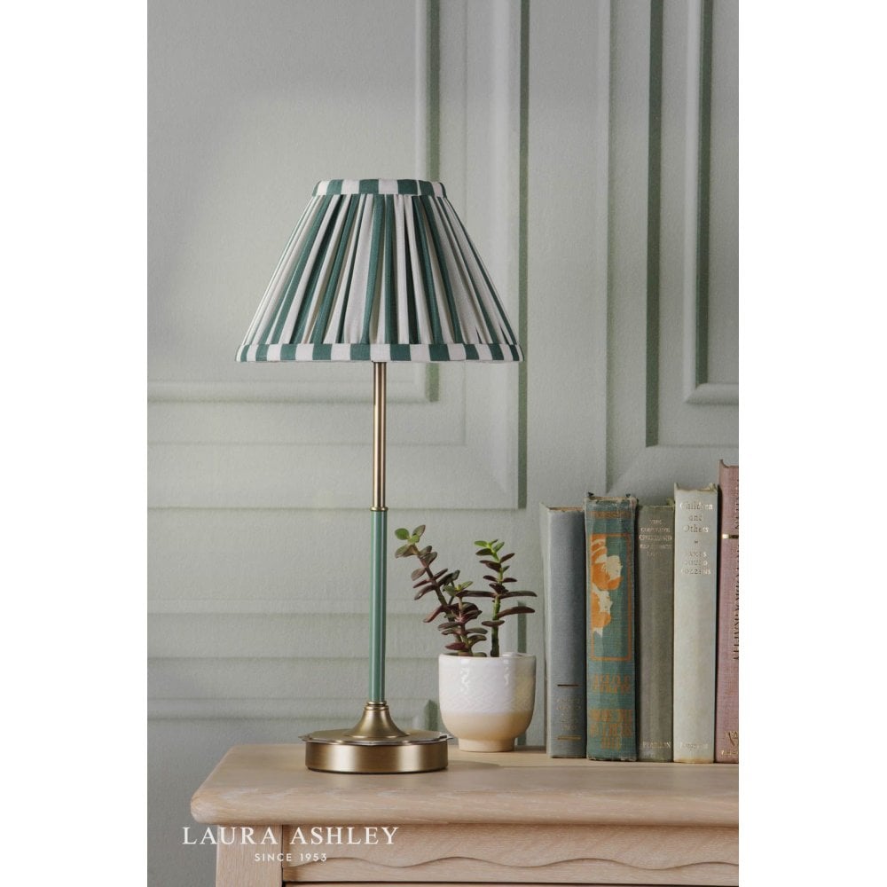 Denwick Antique Brass Table Lamp C/W Green Shade