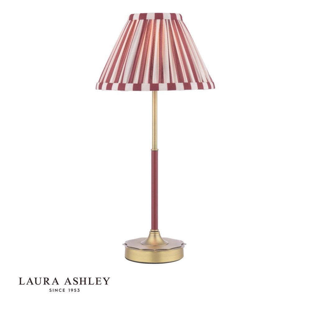 Denwick Antique Brass Table Lamp C/W Red Shade