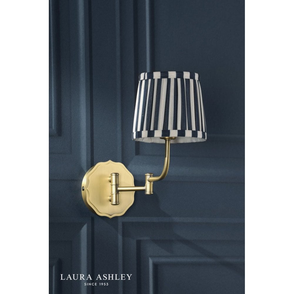 Denwick Antique Brass Wall Light C/W Blue Shade