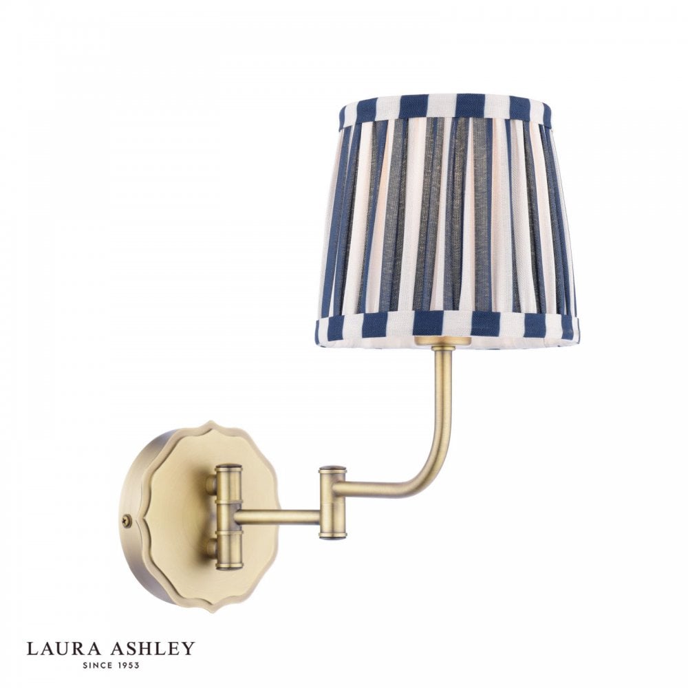 Denwick Antique Brass Wall Light C/W Blue Shade
