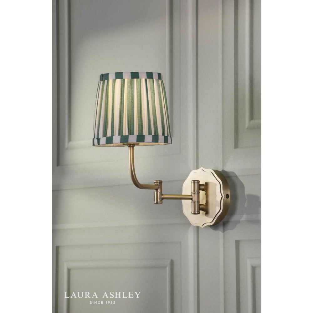 Denwick Antique Brass Wall Light C/W Green Shade