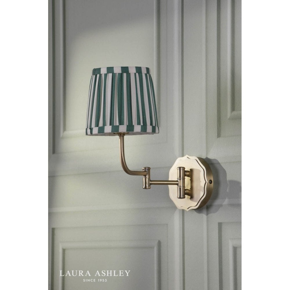 Denwick Antique Brass Wall Light C/W Green Shade