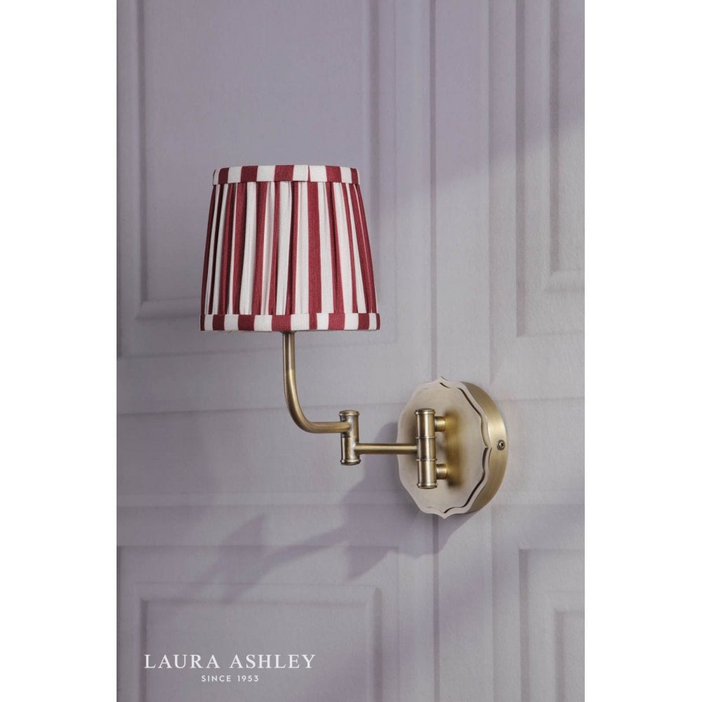 Denwick Antique Brass Wall Light C/W Red Shade
