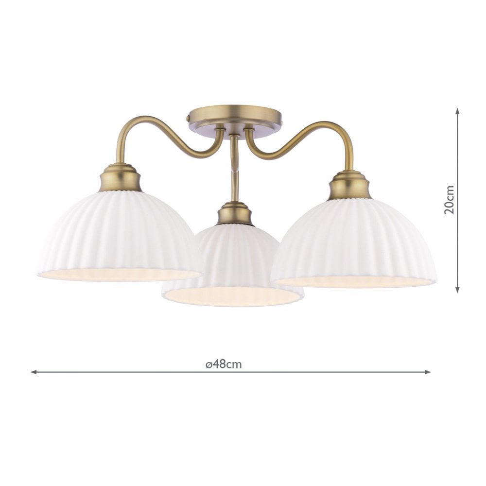 Laura Ashley Durford 3 Light Semi-Flush Matt Antique Brass