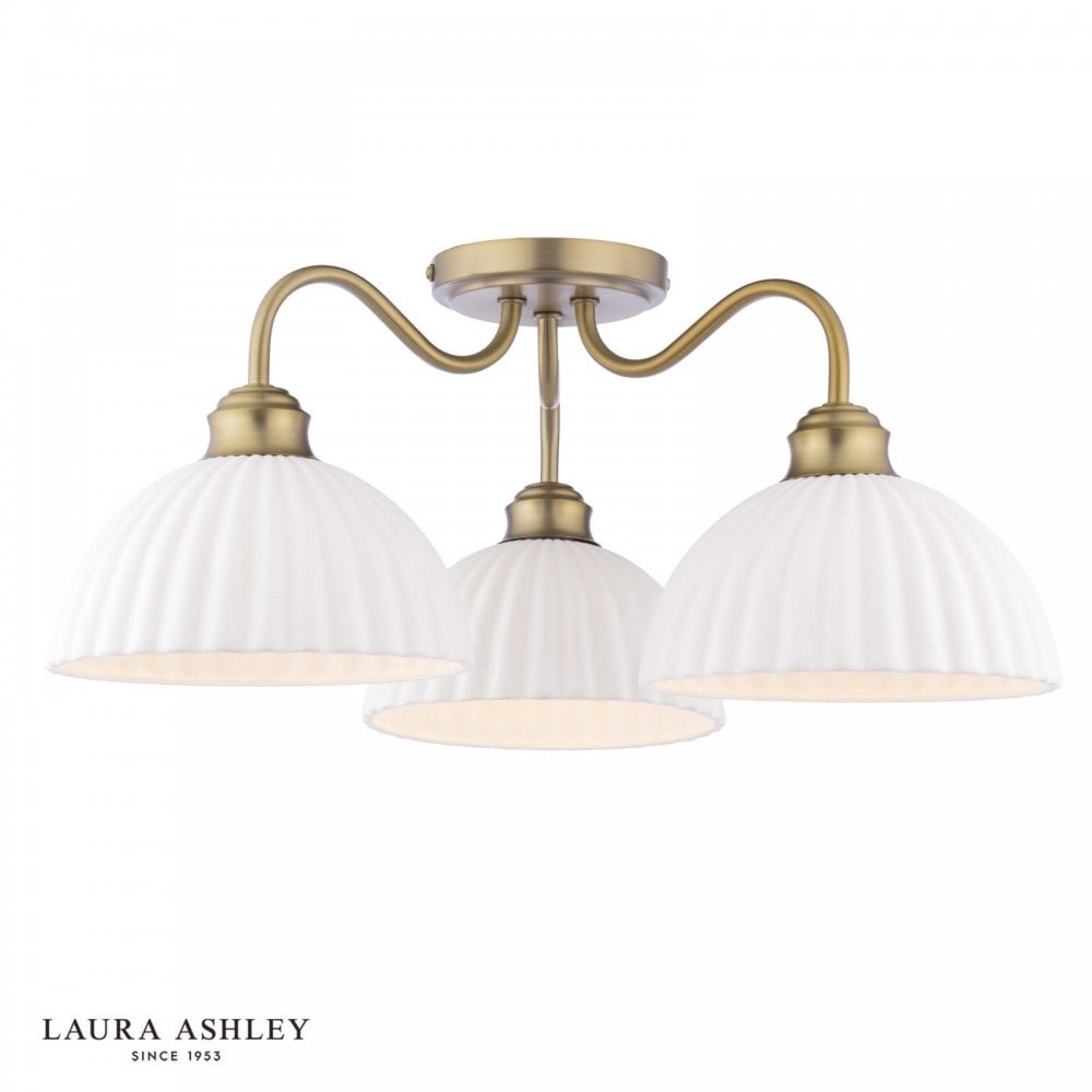 Laura Ashley Durford 3 Light Semi-Flush Matt Antique Brass