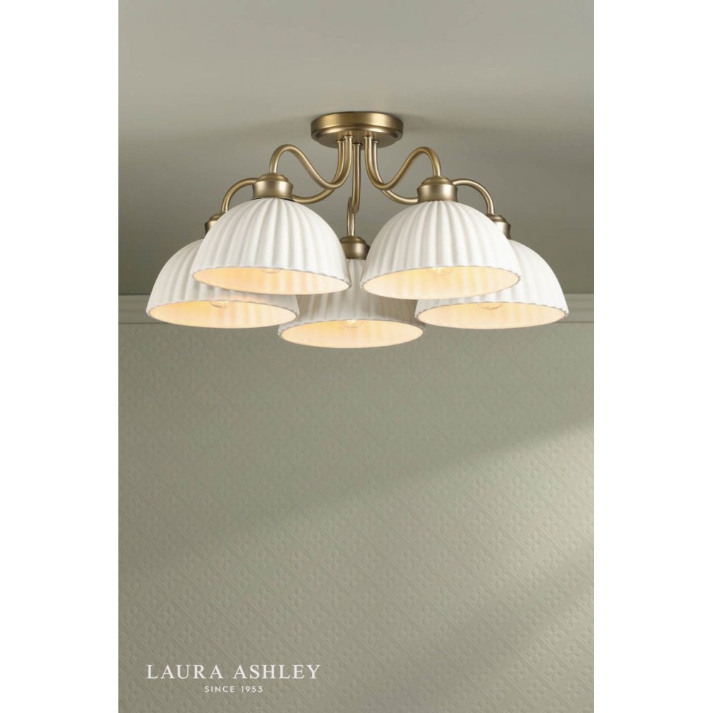 Laura Ashley Durford 5 Light Semi-Flush Matt Antique Brass