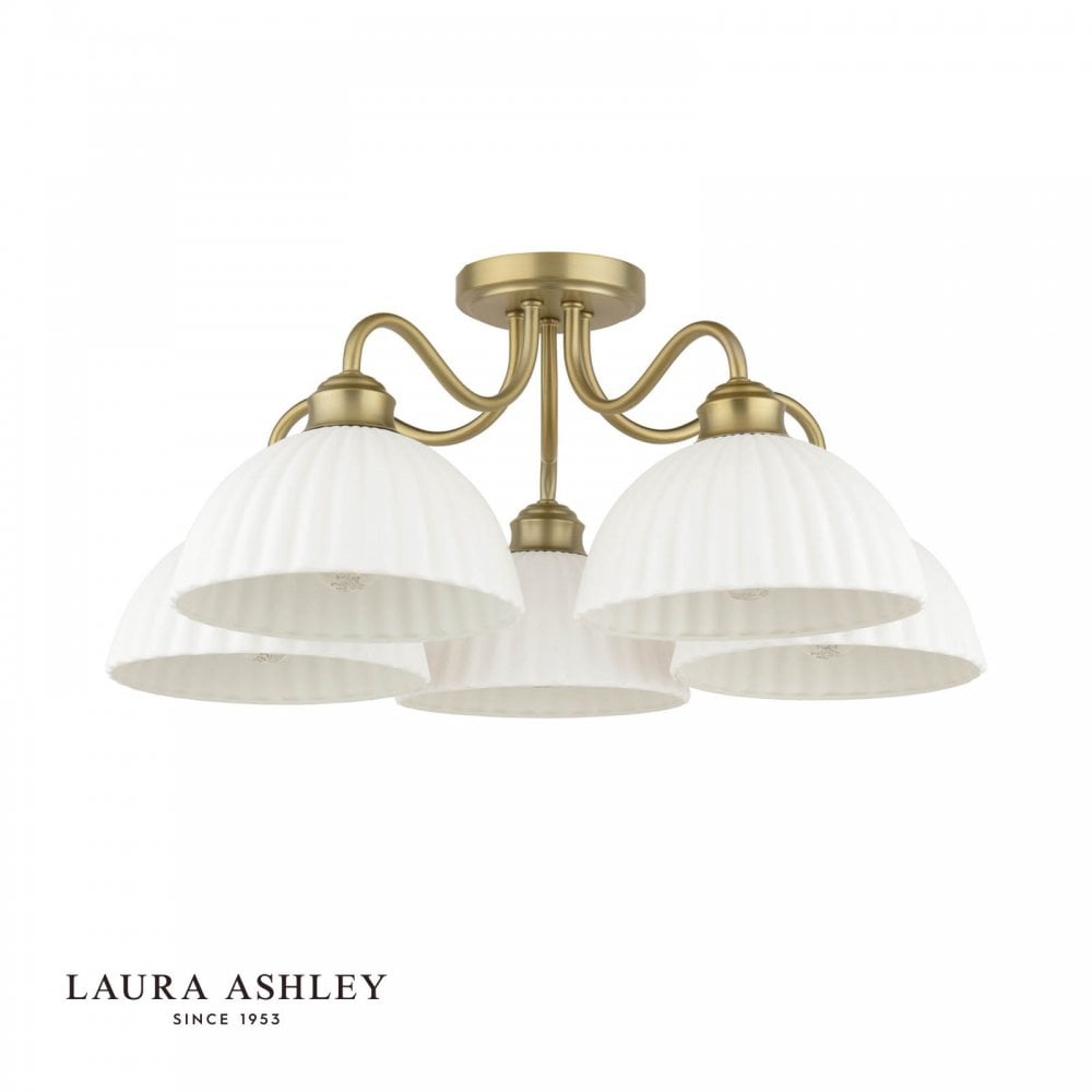 Laura Ashley Durford 5 Light Semi-Flush Matt Antique Brass