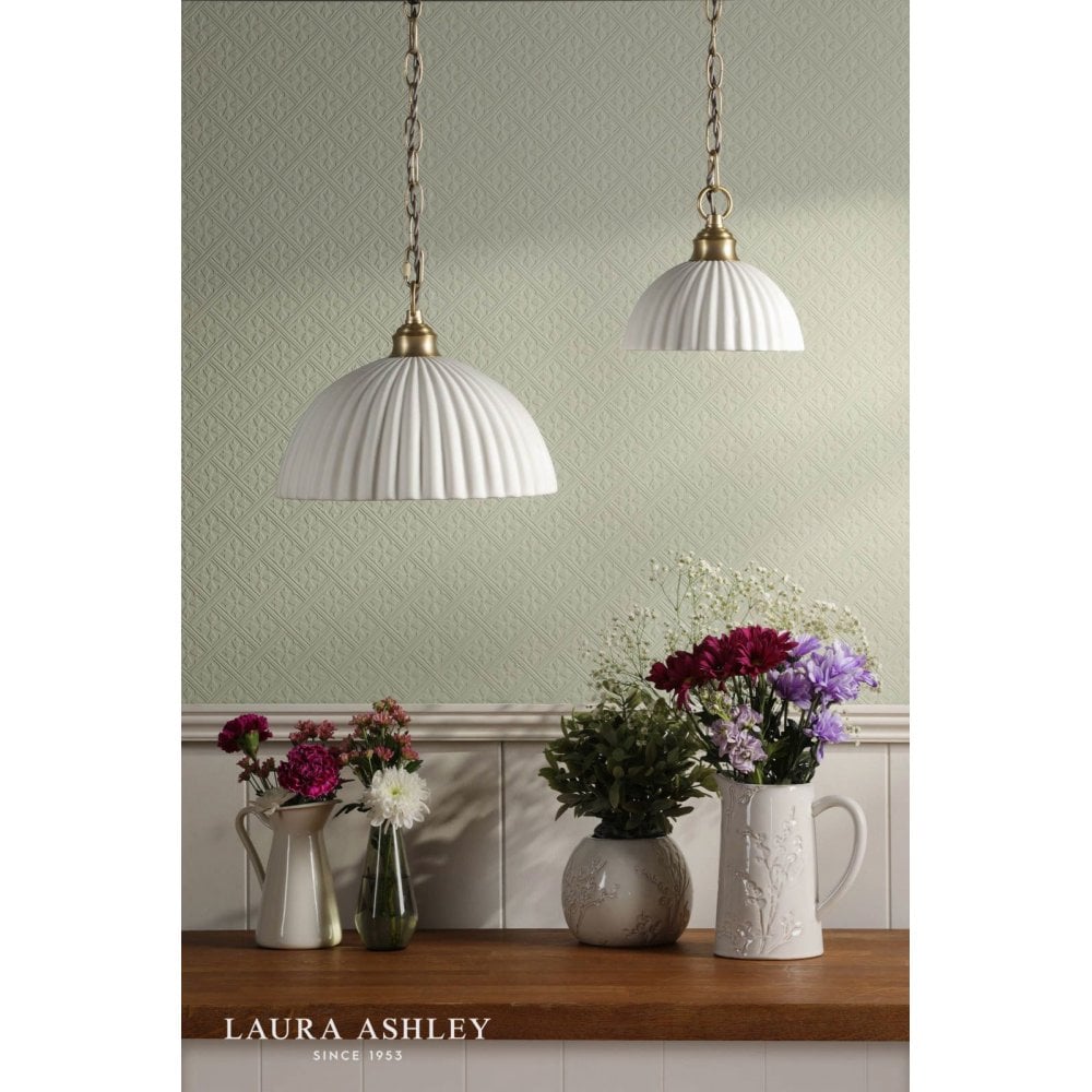 Durford Large Pendant in Matt Antique Brass and White Ceramic Shade