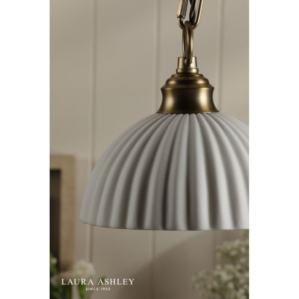 Durford Small Pendant in Matt Antique Brass and White Ceramic Shade
