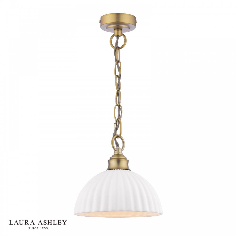 Durford Small Pendant in Matt Antique Brass and White Ceramic Shade