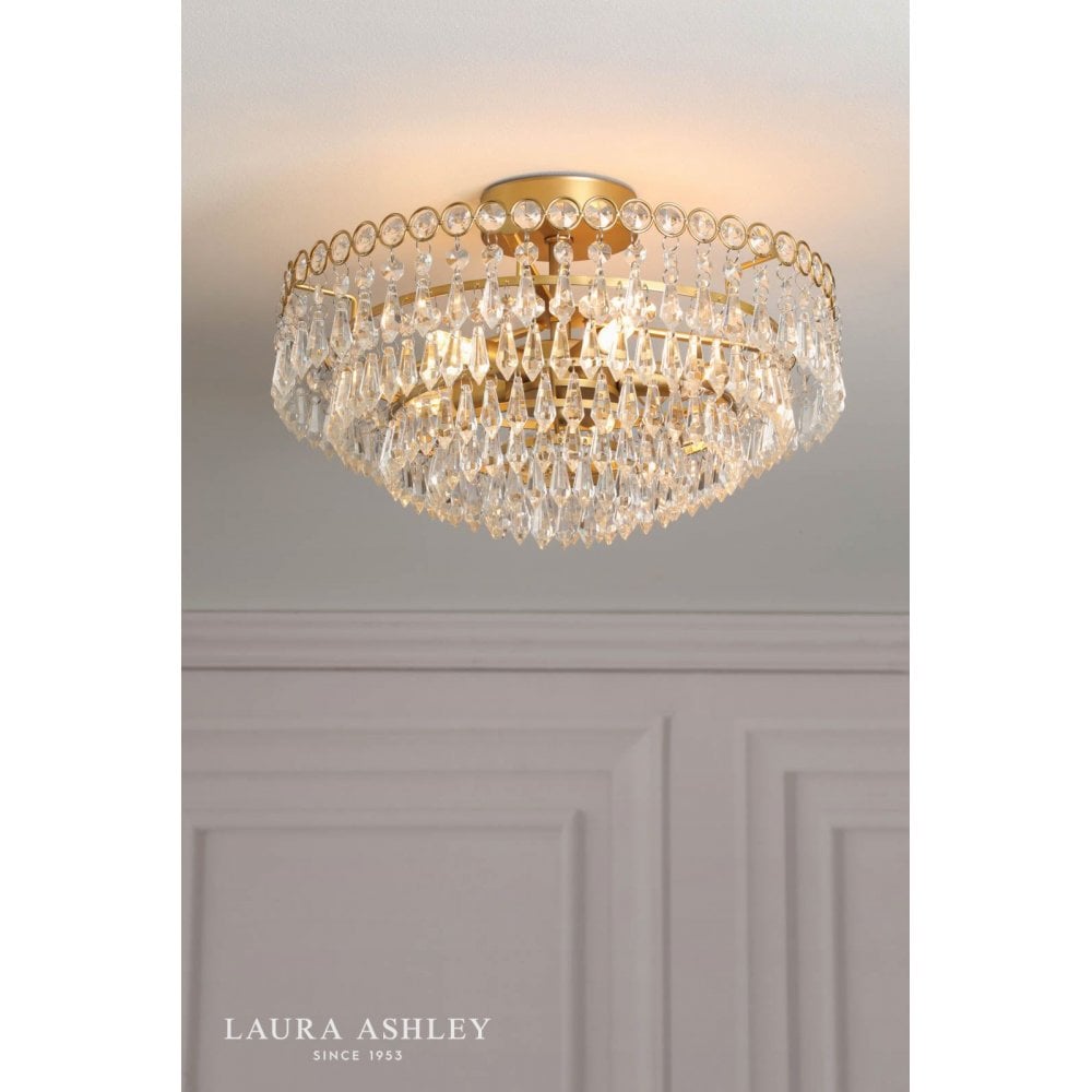 Enid 5 Light Semi Flush Fitting in Antique Brass