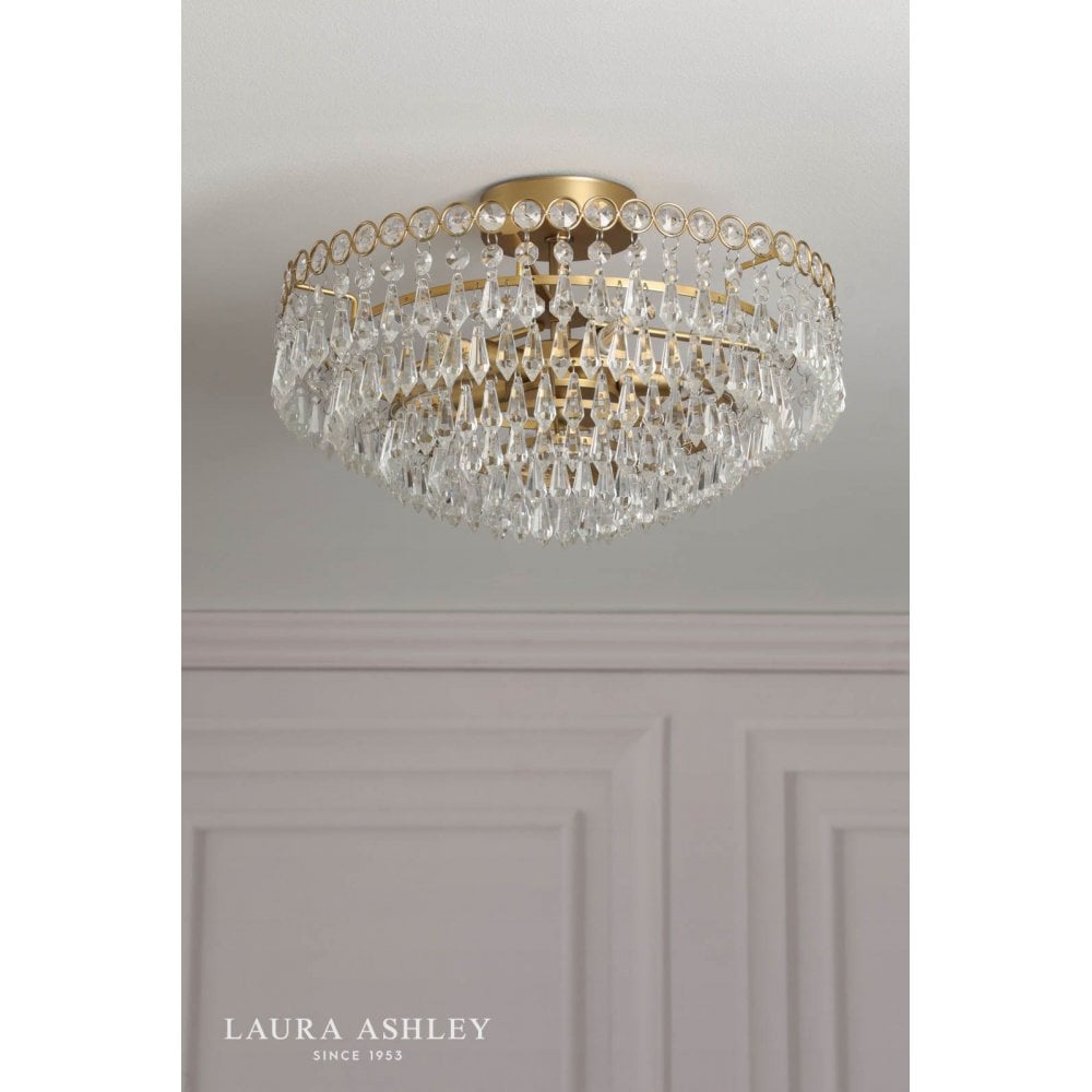 Enid 5 Light Semi Flush Fitting in Antique Brass
