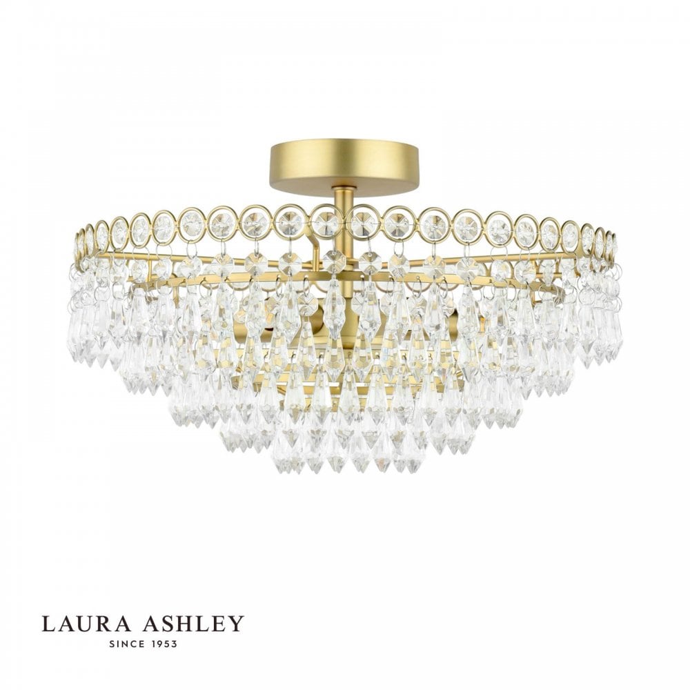 Enid 5 Light Semi Flush Fitting in Antique Brass